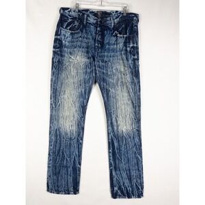 PRPS Demon Jeans Mens 38 Blue‎ Distressed Faded Streetwear Straight Cotton